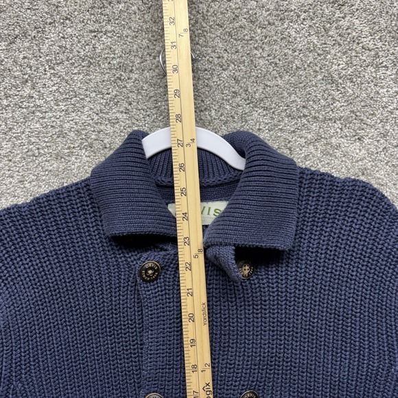 ORVIS Double Breasted Cardigan Sweater Men's Large Cotton Navy Fisherman Grandpa - Picture 7 of 16